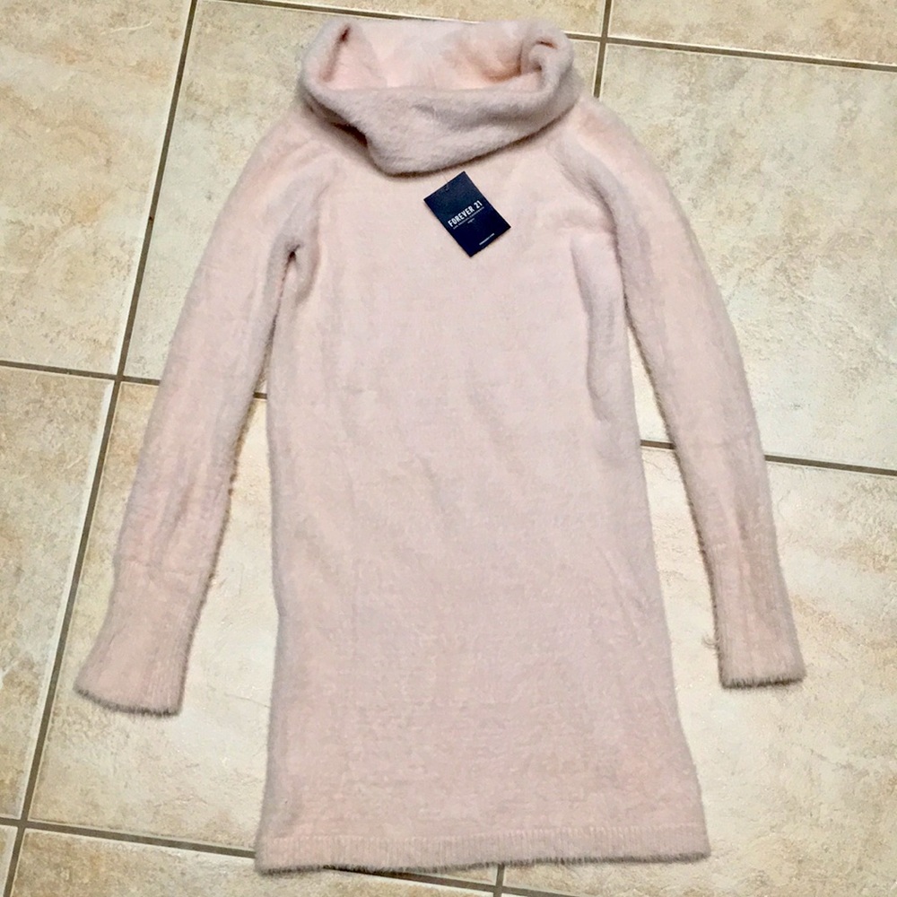 Pink Fuzzy Sweater Dress